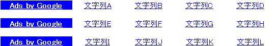 リンクユニットの表示内容が三段とも別