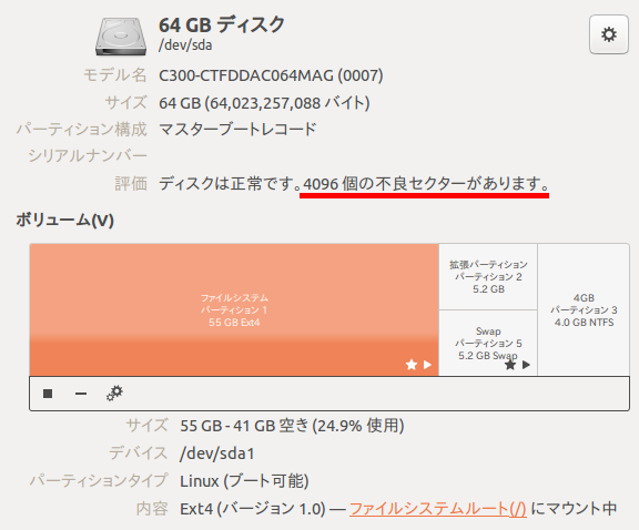 不良セクター_C300-MTFDDAC064MAG_CF-R6