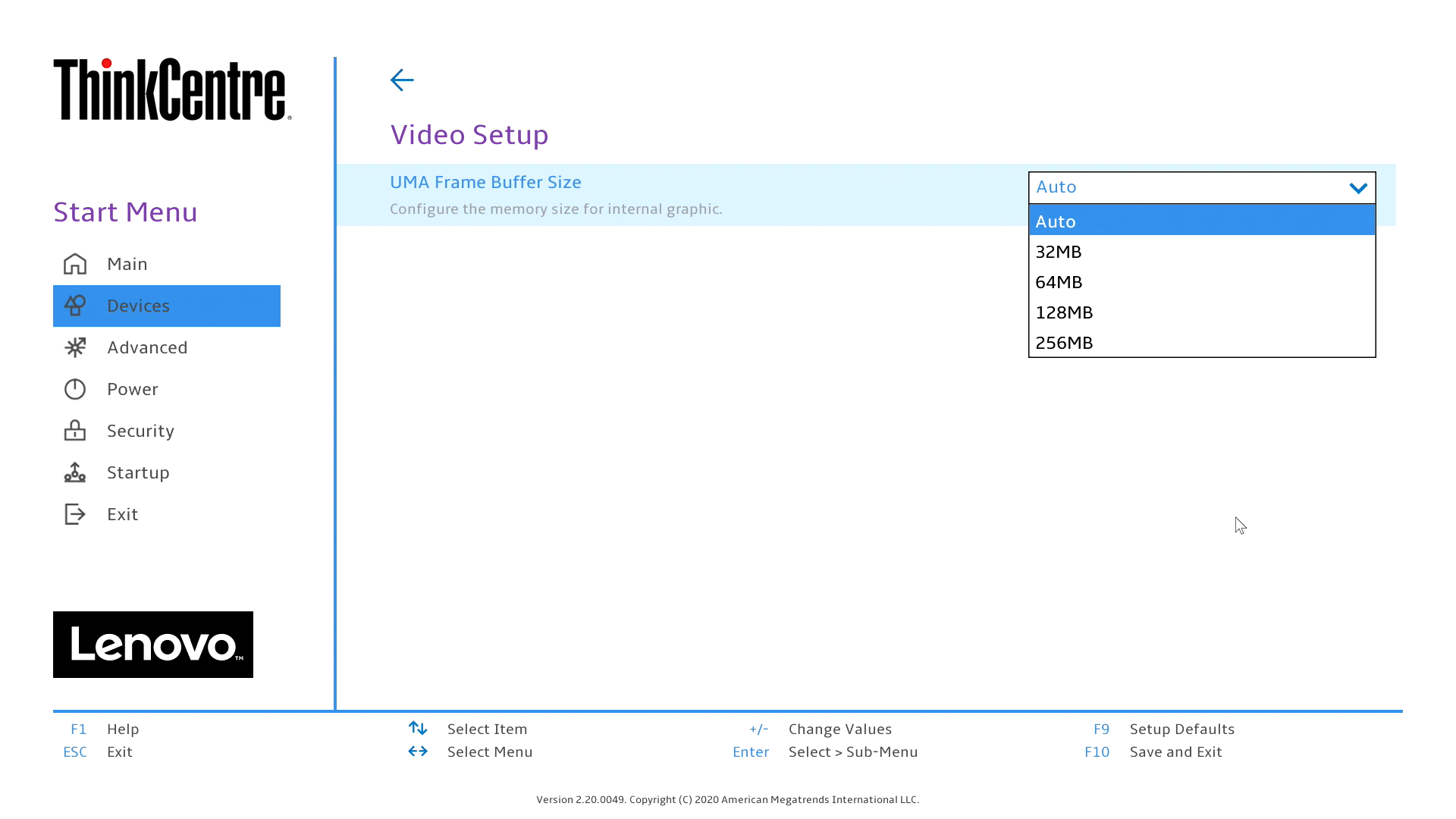 UMA Frame Buffer Size