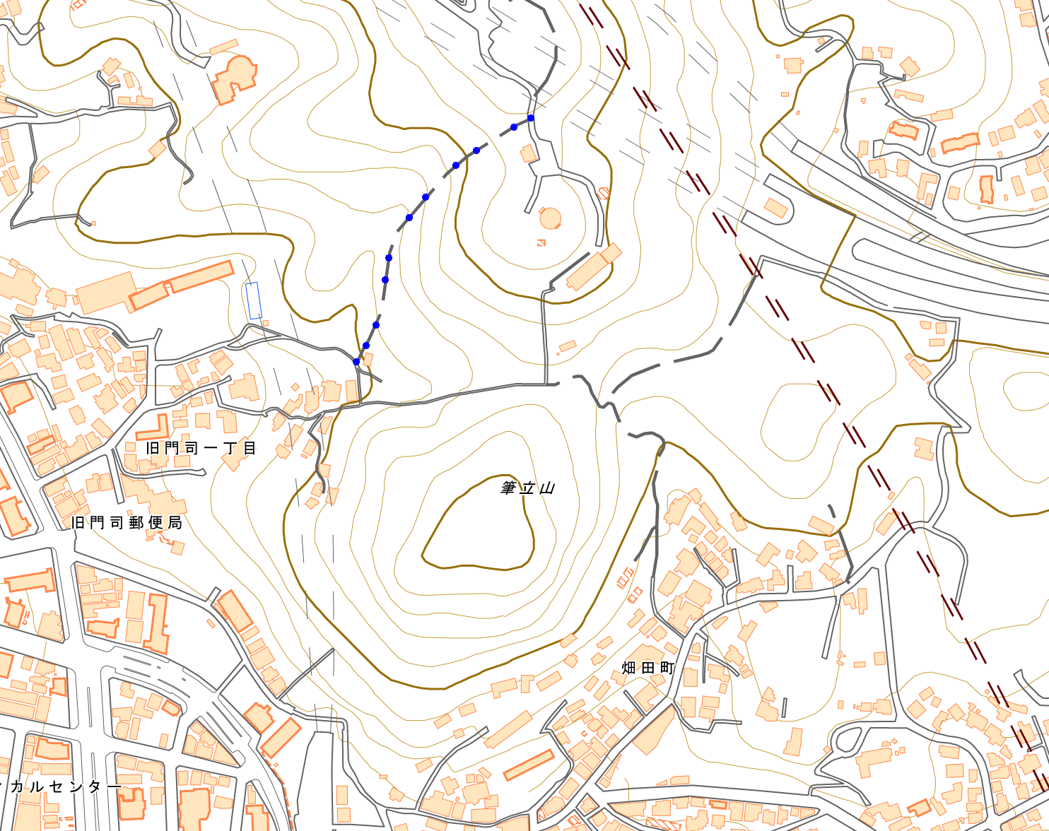 少し北に出る道